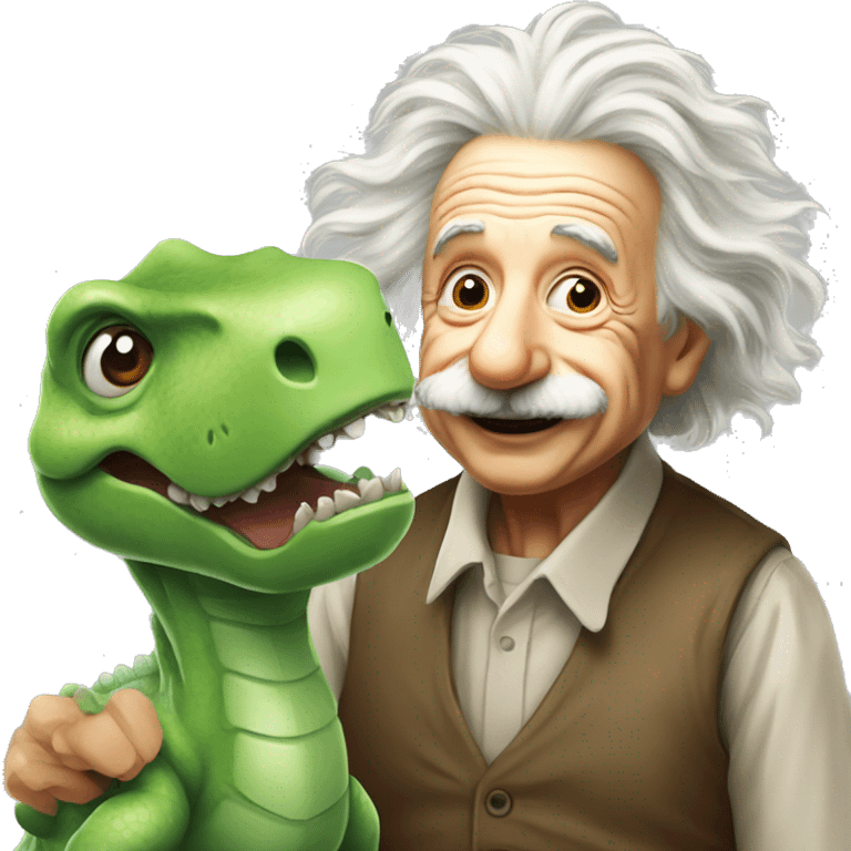 albert einstein happy with dinosour emoji