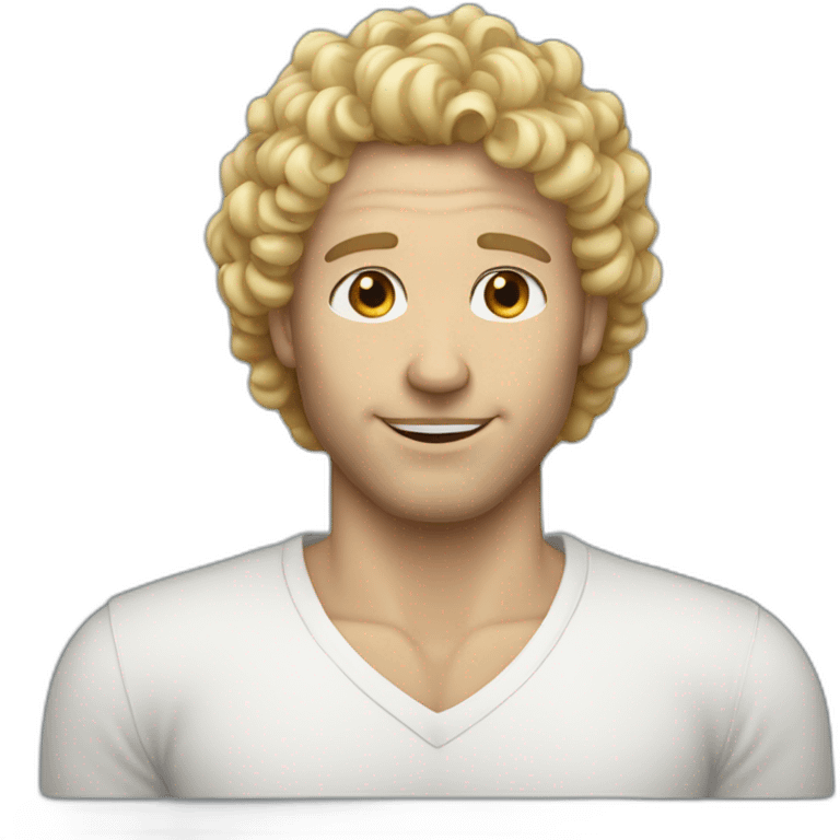 white skin curly hair blonde man emoji