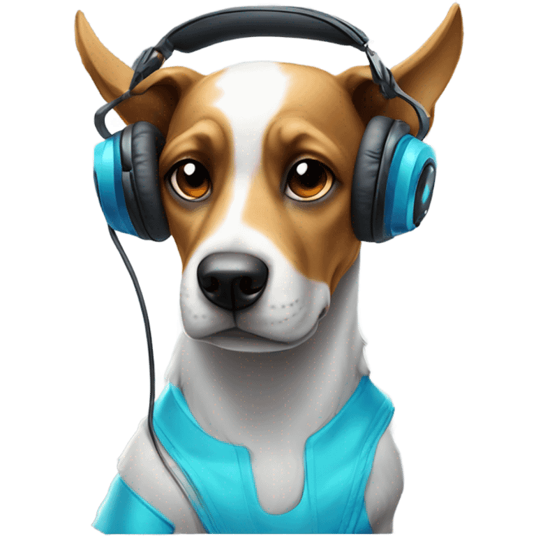 Gamer dog with gaming headphone and rgb keyboard emoji