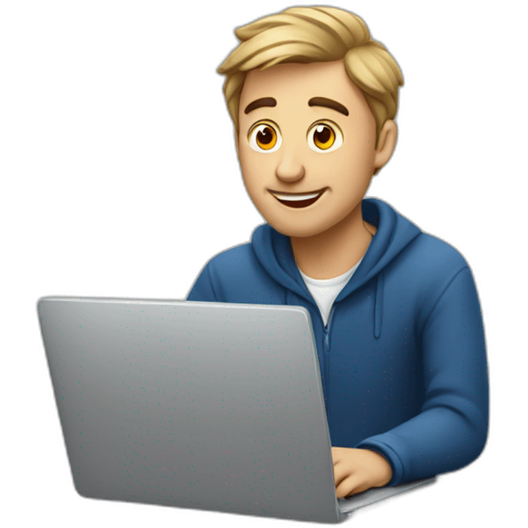 european guy using laptop emoji