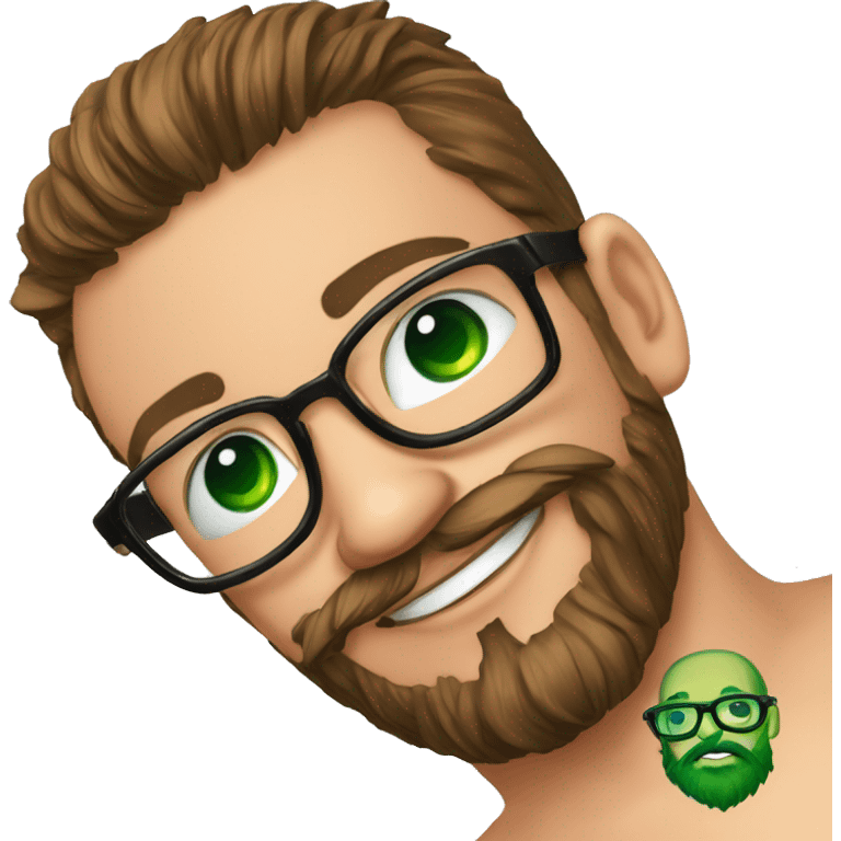 webmaster green eyes beard glasses tattoo on forearm emoji