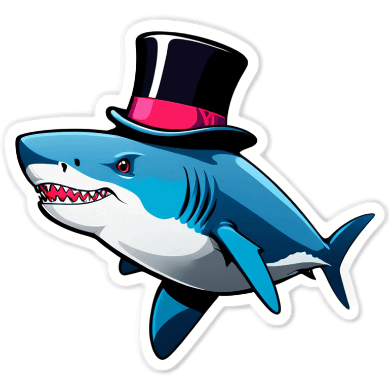 Shark with a top hat emoji