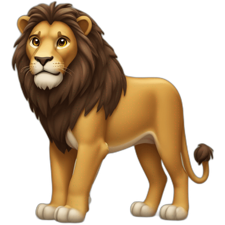 Lion crinière brune en queue de cheval  emoji