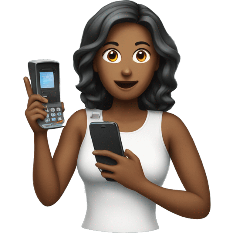 woman showing big phone emoji