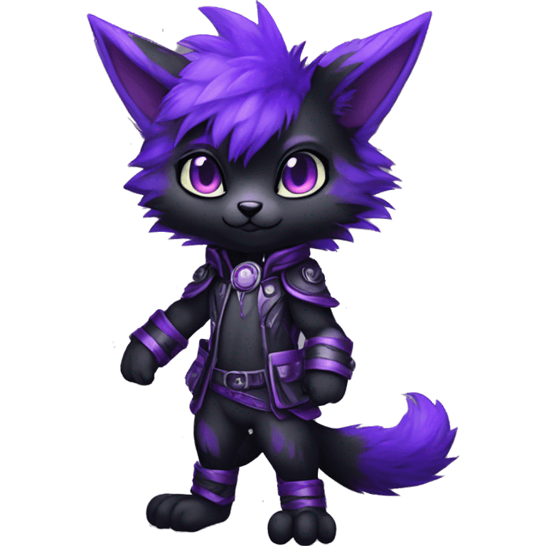 Anthro-Edgy-Cool-Black-Purple-Contrast-Colors-Fantasy-Fur-Sona-Chibi-Shiny-Fakémon-Hybrid full body emoji