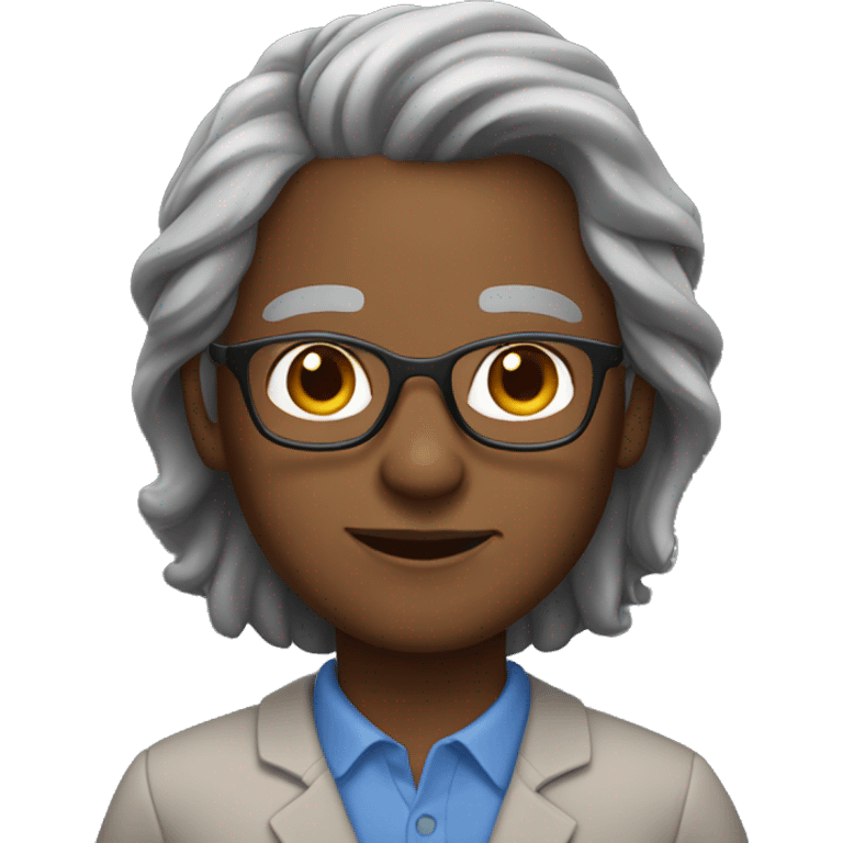 teacher with brown skin and shoulder length grey hair emoji