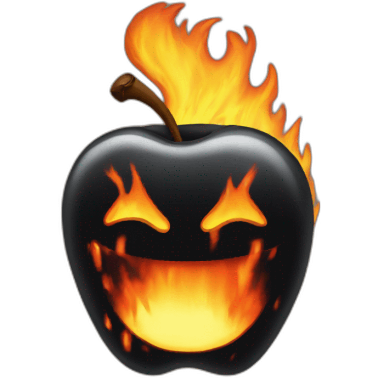 Black apple on fire emoji