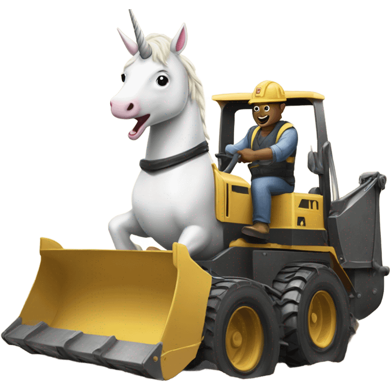 Unicorn driving a bulldozer emoji