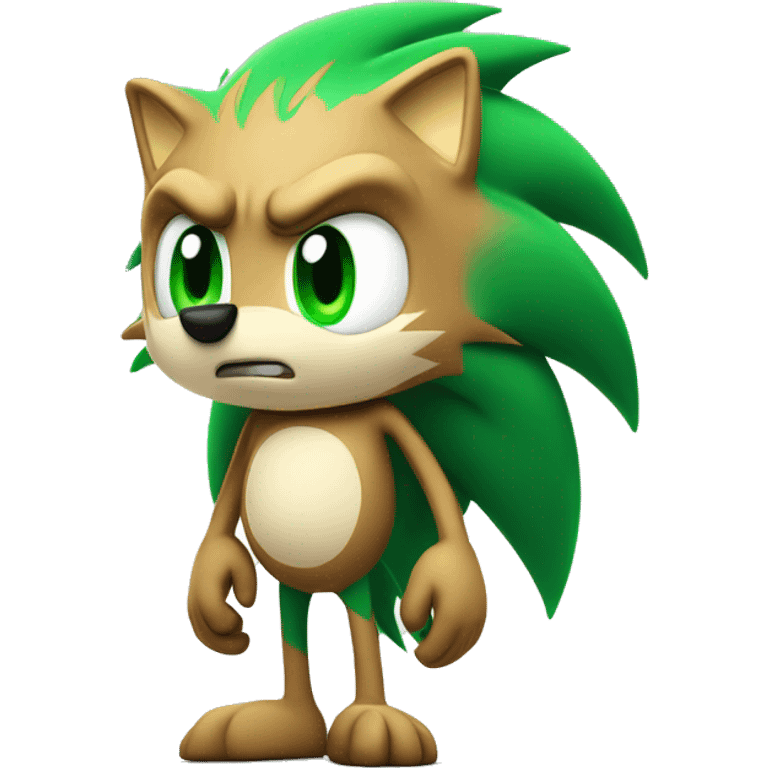 sonic the hedeghog with green lines on his spines and green eyes emoji