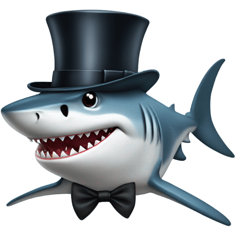 Shark with a top hat emoji