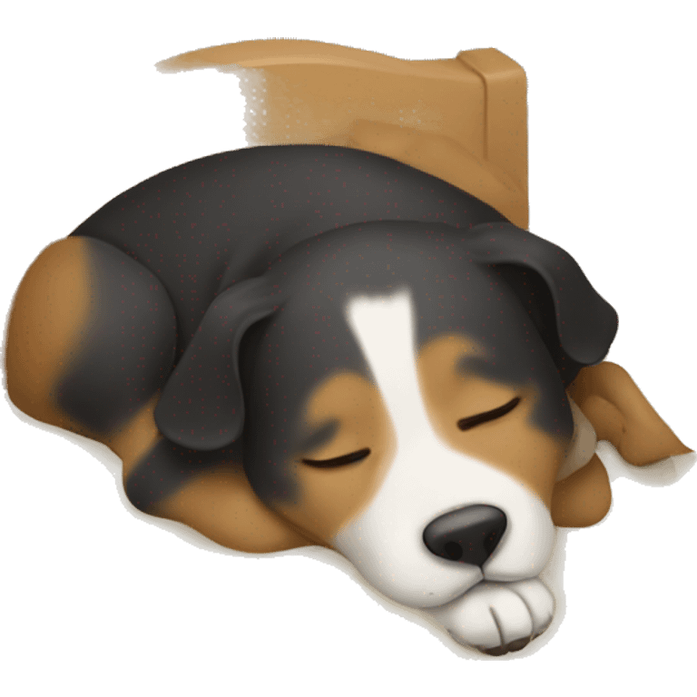 Dog sleeping in human bed emoji