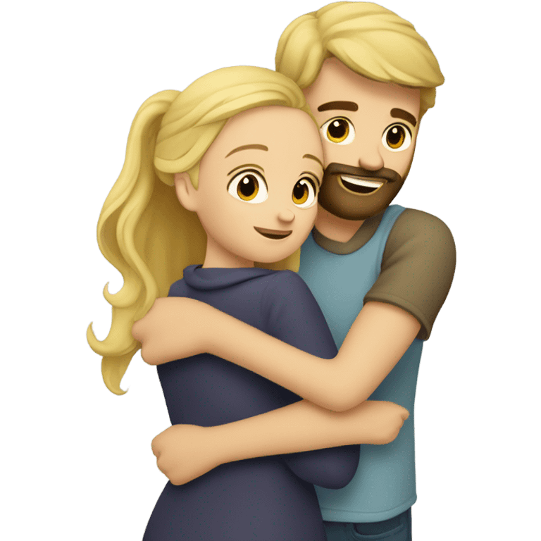 A blonde girl hugs a bearded man emoji