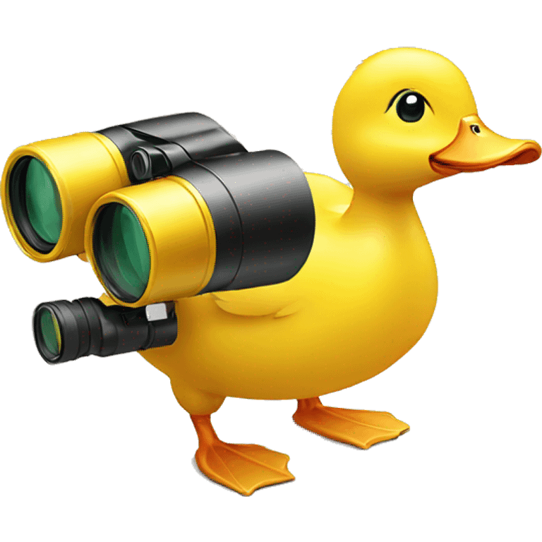 Yellow duck with small binoculars emoji