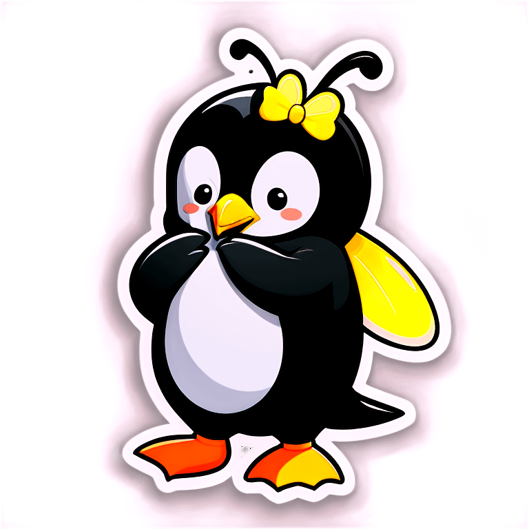 Penguin hugging bee  emoji