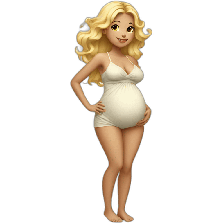 adorable pregnant blond full body women with beach-wave-hair emoji