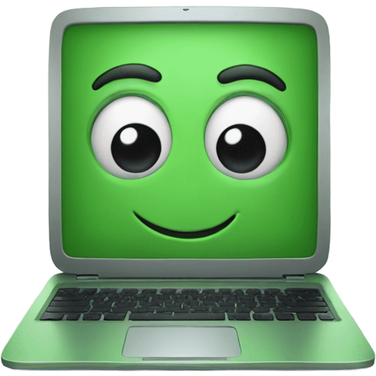 A Green laptop feeling happy emoji