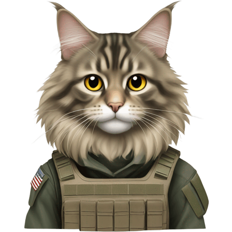 A Maine coon cat in tactical gear emoji