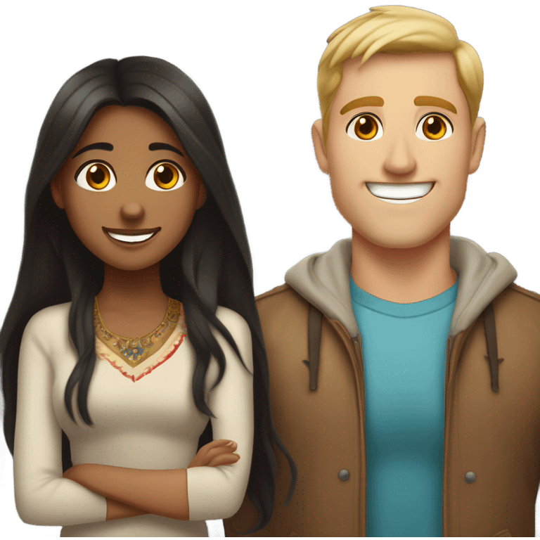 Pretty indian girl with hot white guy emoji