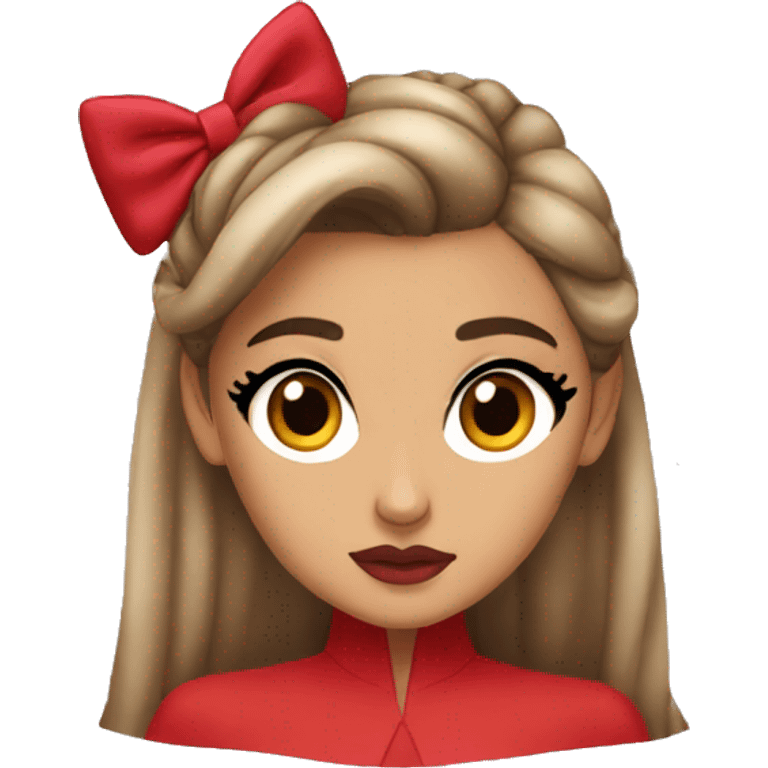 Ariana Grande wearing a red gown and pouting  emoji