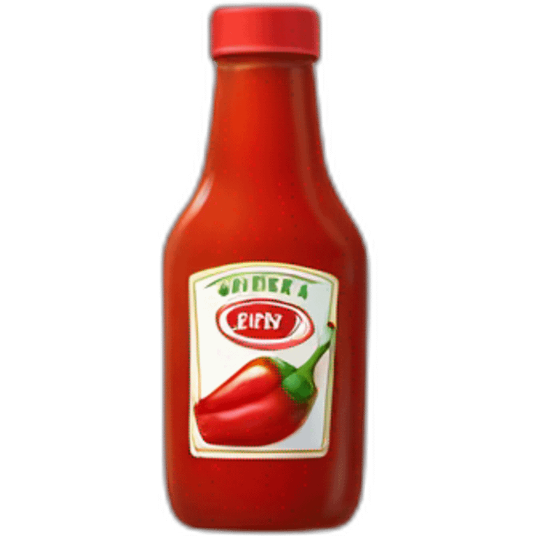 Bottle of hot sauce with no text and no image other than a red chile emoji