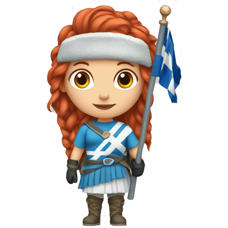 a red hair female on everest with greek flag emoji