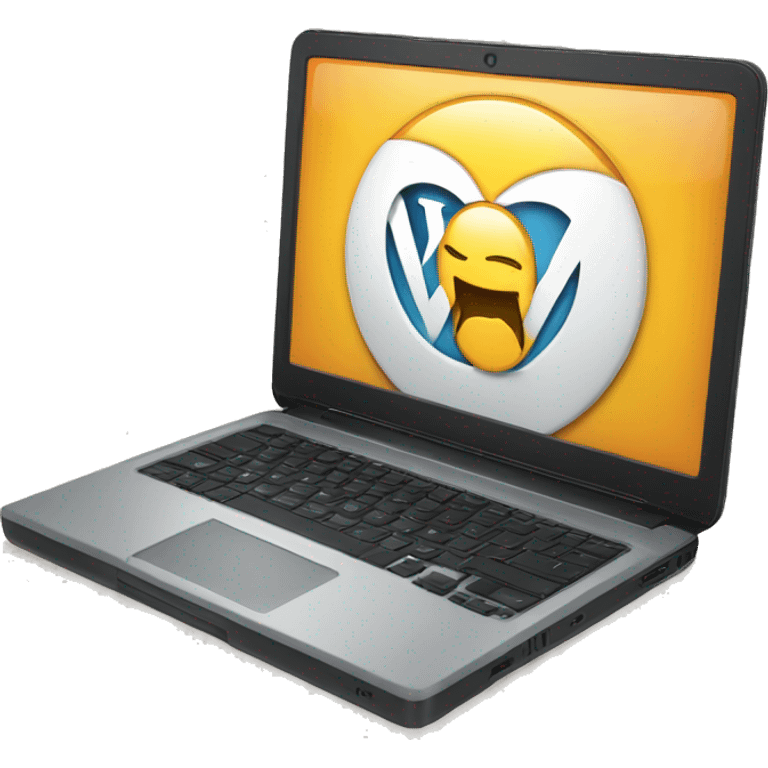 laptop with Wordpress logo inside emoji