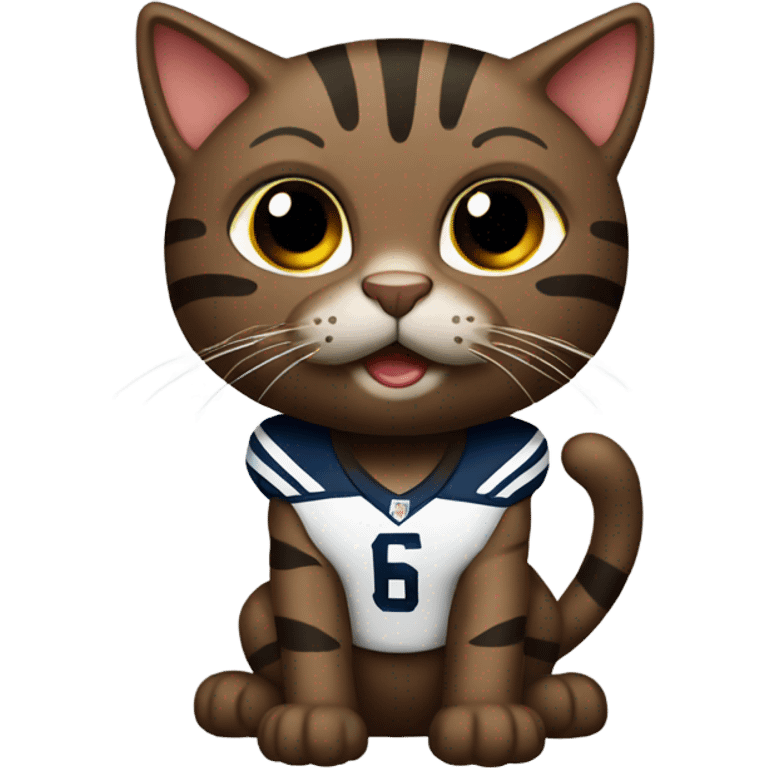 Dark brown tabby cat quarterback emoji