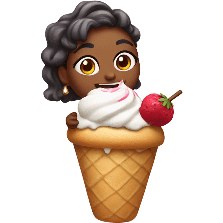 Emoji vaca Lola tomando un helado emoji