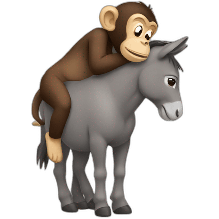 monkey hugging a donkey emoji