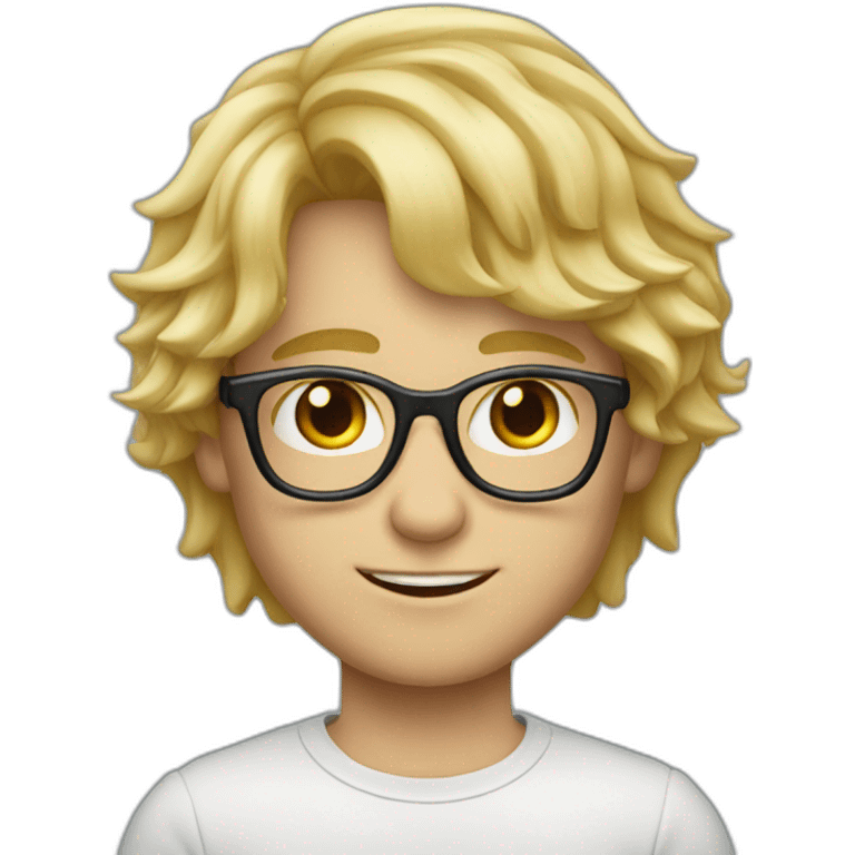 Blond boy with glasses and mi long hair with ondulation emoji