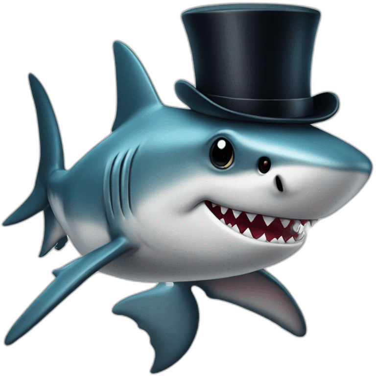 Shark with a top hat emoji