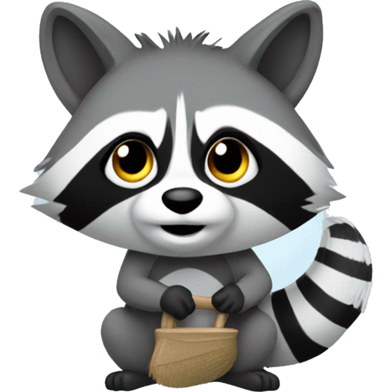 the raccoon cleans emoji