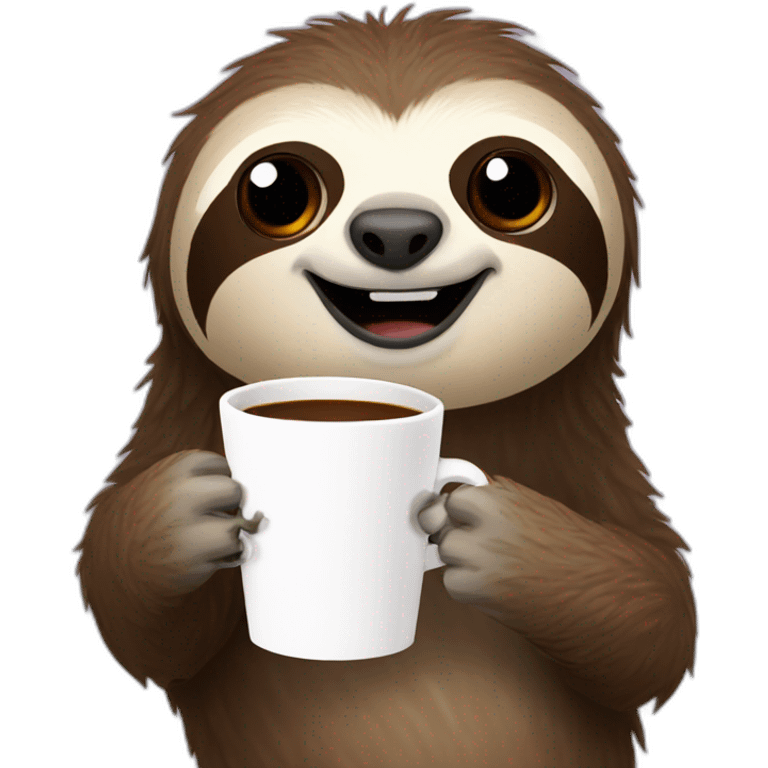 Sloth with coffee cup emoji