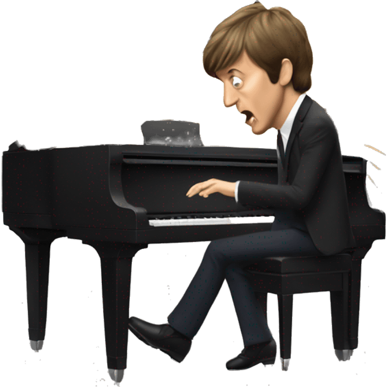 Paul McCartney playing piano with an explosion behind him emoji