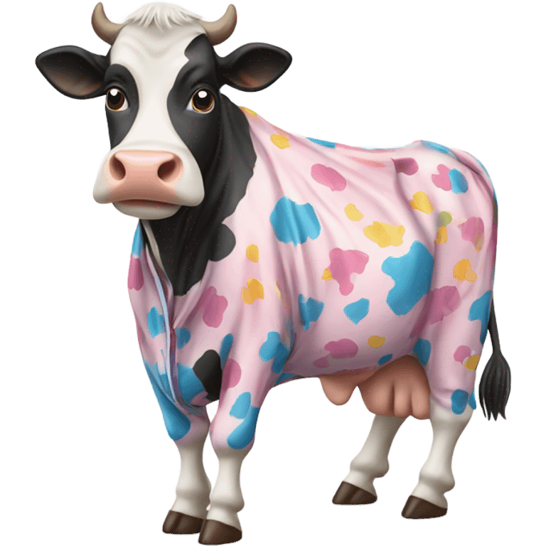 Cow wearing PJs emoji