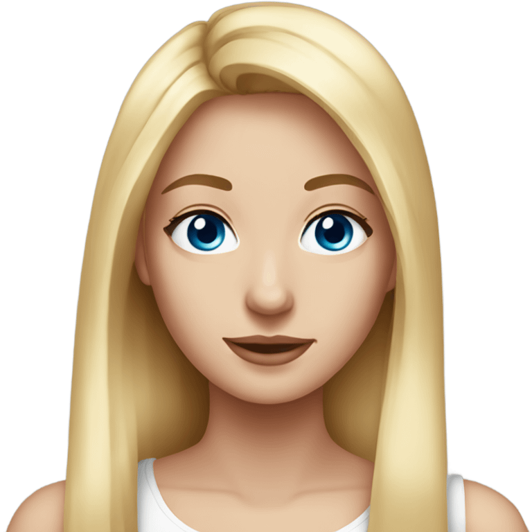 beautiful woman, long straight blonde hair, blue eyes, white tank top emoji