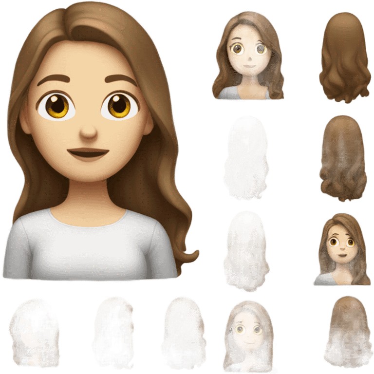 White girl with long brown hair emoji