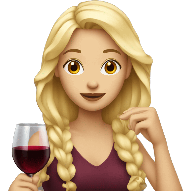 Blonde girl drinking red wine  emoji