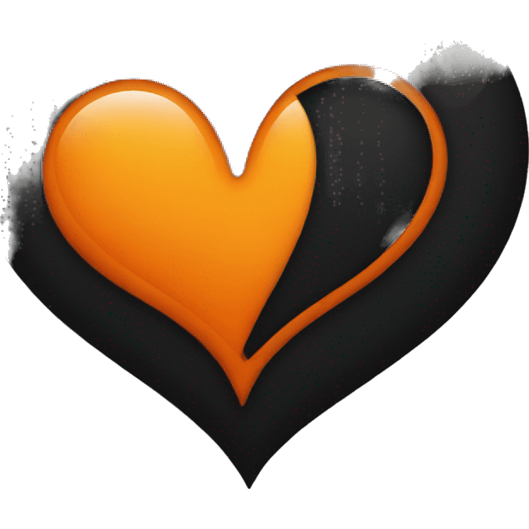 Half black and half orange heart emoji