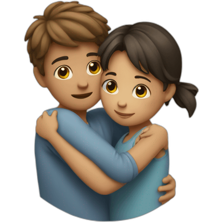 A girl and boy hugging each other emoji