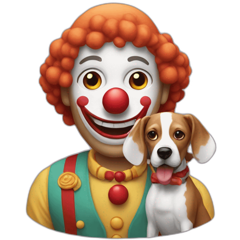 Clown with beaggle dog emoji