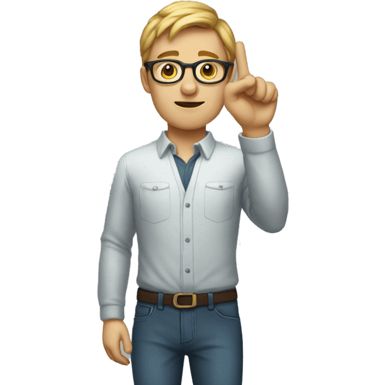 nerdy white guy holding his finger up emoji