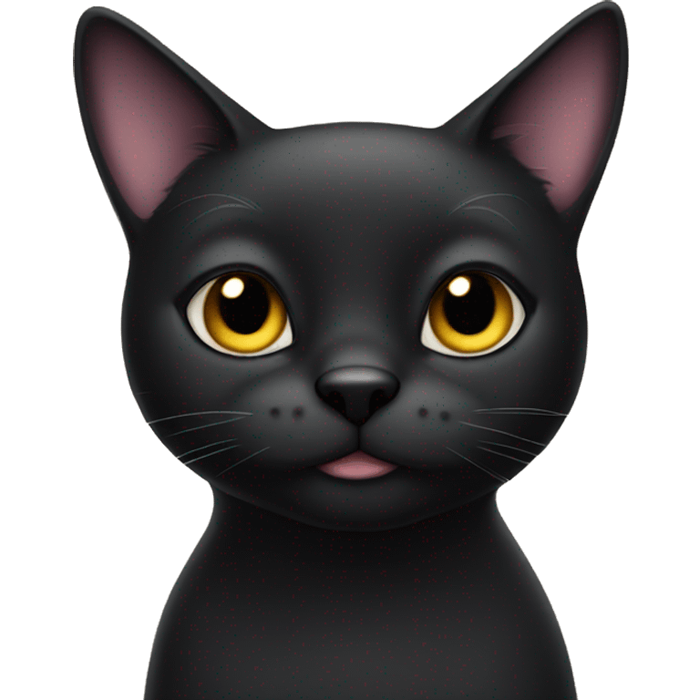 chubby black cat with black nose emoji