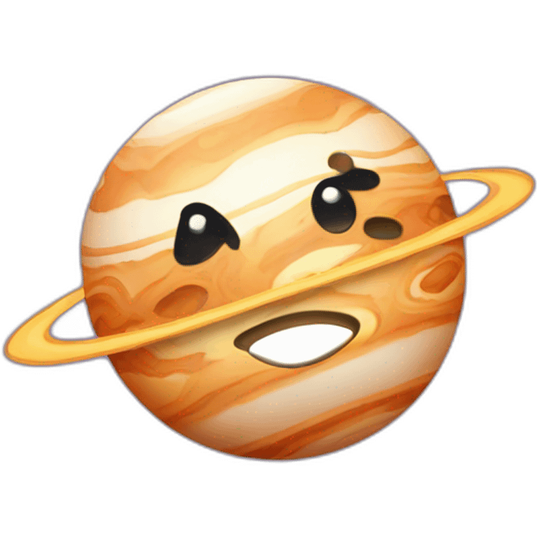 planet Jupiter with a cartoon sleepy face emoji