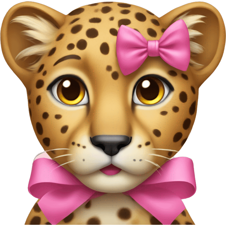 cheetah with a pink bow emoji