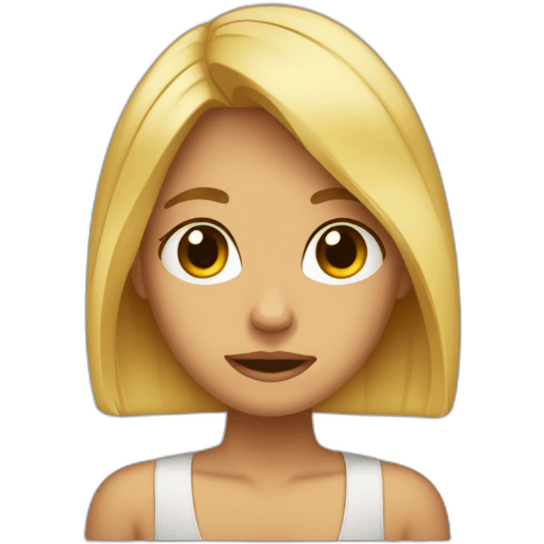 tanned blonde girl with bobbed hair crying emoji