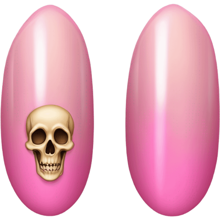 almond shape pink french tip nails skeleton hand  emoji