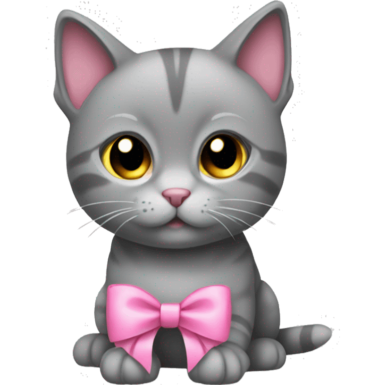 Small grey cat with pink bows emoji