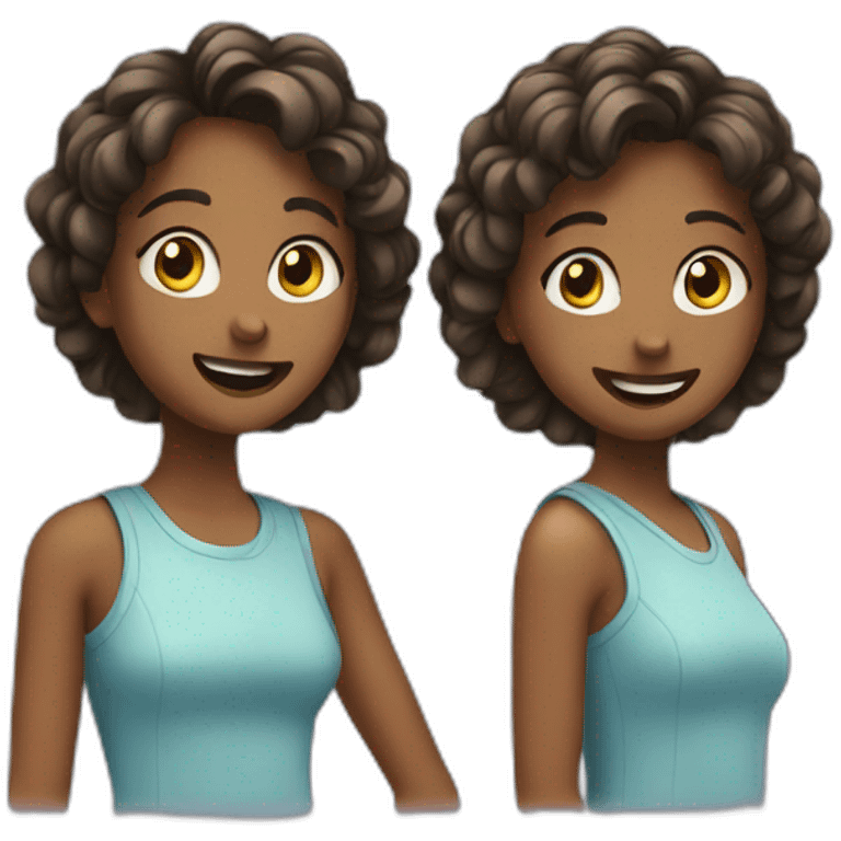 Two girls chatting  emoji