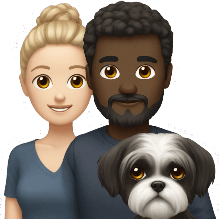 Two humans and black shih tzu  emoji